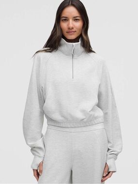 Lululemon Scuba Cropped Funnel-Neck Half Zip Waffle